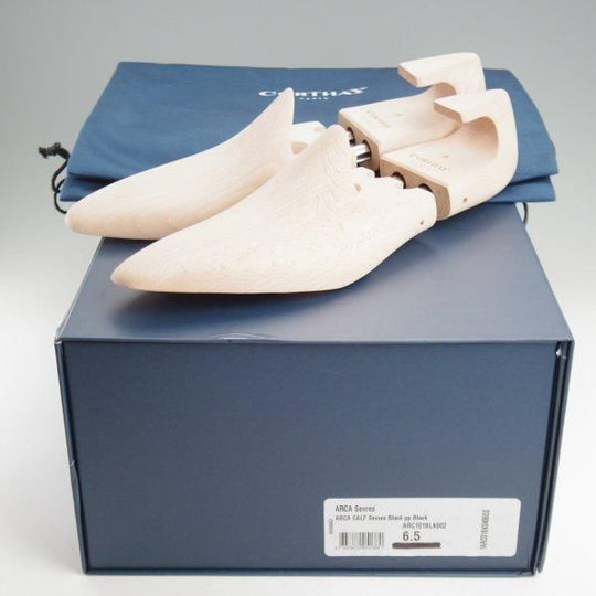 極美品★(仏)Corthay/コルテ SIZE 6.5【現行定価￥253,000-★純正シューツリー付き/Arca/アルカ】プレーントゥ/Vフロント/カーフ/黒★m127
