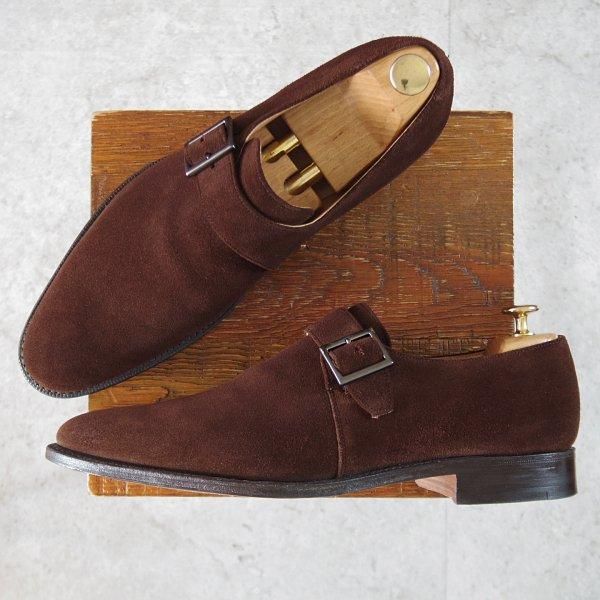 極美品★チャーチ 85F/UK8.5【★モンクストラップ/LISBON】136ラスト/スエード/濃茶/メンズ/Church's★m144