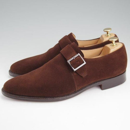 極美品★チャーチ 85F/UK8.5【★モンクストラップ/LISBON】136ラスト/スエード/濃茶/メンズ/Church's★m144