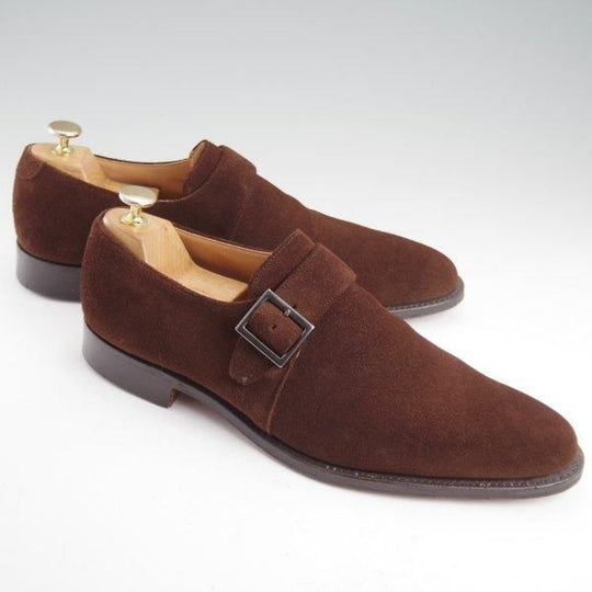 極美品★チャーチ 85F/UK8.5【★モンクストラップ/LISBON】136ラスト/スエード/濃茶/メンズ/Church's★m144