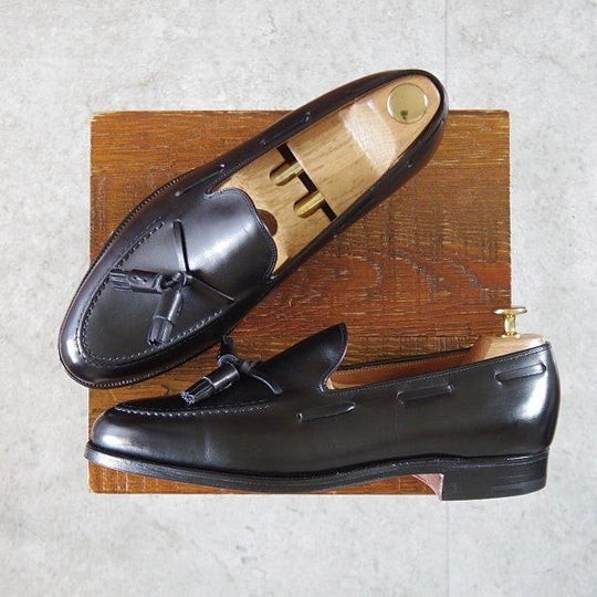 未使用★クロケット&ジョーンズ 7.5EX【貴重★(英)ニュー&リングウッド別注/New&Lingwood】タッセルローファー/黒/Crockett&Jones★m153