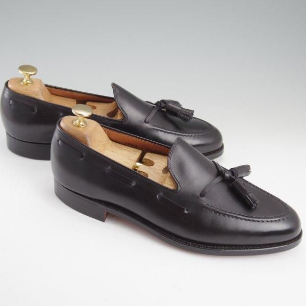 未使用★クロケット&ジョーンズ 7.5EX【貴重★(英)ニュー&リングウッド別注/New&Lingwood】タッセルローファー/黒/Crockett&Jones★m153