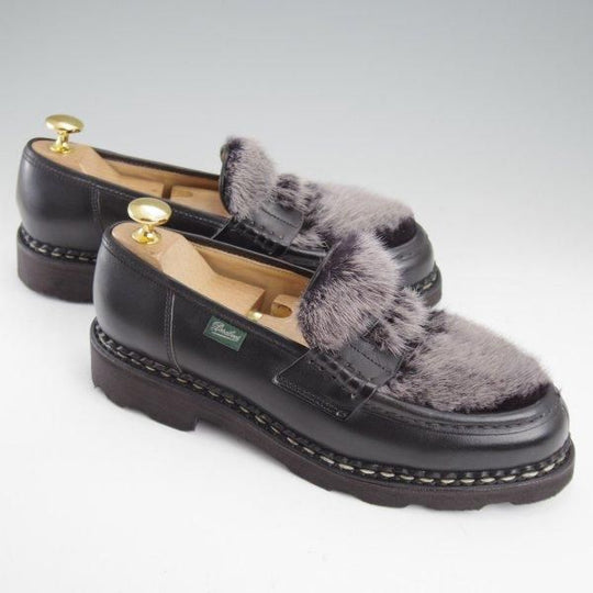 未使用★パラブーツ(レディース) SIZE 5.5【定価￥103,400-★VISON(ミンクファー)/ORSAY/オルセー】コインローファー/黒/Paraboot★m163