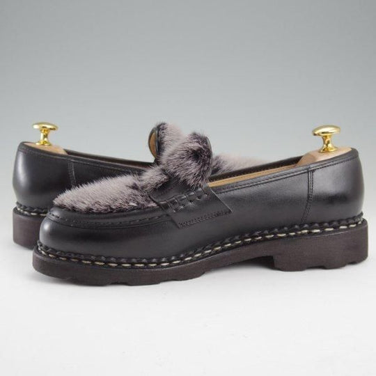 未使用★パラブーツ(レディース) SIZE 5.5【定価￥103,400-★VISON(ミンクファー)/ORSAY/オルセー】コインローファー/黒/Paraboot★m163
