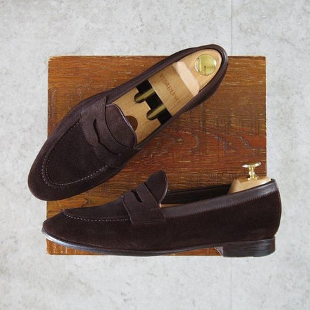 極上★(スペイン製)CARMINA/カルミナ SIZE 6【定価￥66,000-★コインローファー/80546】UETAMラスト/スリッポン/スエード/濃茶★m170
