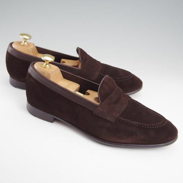 極上★(スペイン製)CARMINA/カルミナ SIZE 6【定価￥66,000-★コインローファー/80546】UETAMラスト/スリッポン/スエード/濃茶★m170