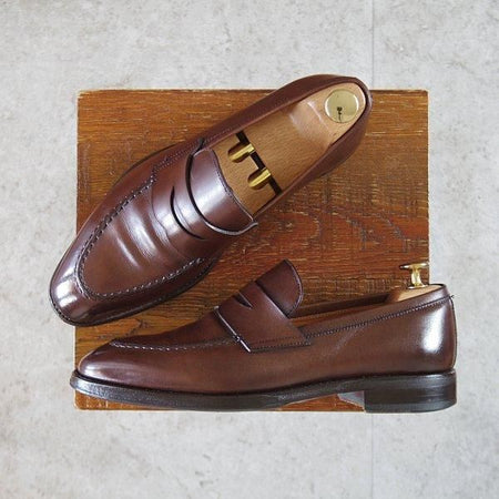 極上★(スペイン製)Berwick/バーウィック SIZE 5【合計定価￥44,000-★純正シューツリー付き/コインローファー】ベガノカーフ/濃茶★m174