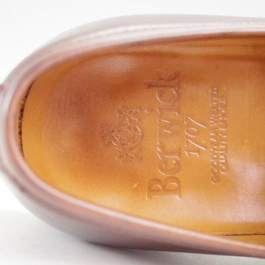 極上★(スペイン製)Berwick/バーウィック SIZE 5【合計定価￥44,000-★純正シューツリー付き/コインローファー】ベガノカーフ/濃茶★m174
