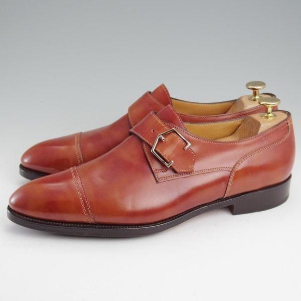 極美品★ジョンロブ 7.5E【現行定価20万円以上★ミュージアムカーフ/BRENTWOOD/モンクストラップ】2511ラスト/NEW GOLD/茶/JOHN LOBB★m176
