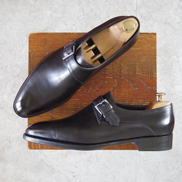 ほぼ試着程度★ジョンロブ 7.5E【現行定価30万以上★プレステージライン/REDMIRE/7000ラスト】モンクストラップ/黒/JOHN LOBB★m177