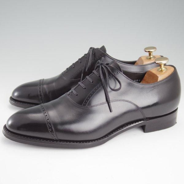 極美品★三陽山長 SIZE 7【定価￥94,600-★弦六郎/R2010ラスト】GENROKUROU/パンチドキャップトゥ/カーフ/黒/メンズ/Sanyo Yamacho★m182