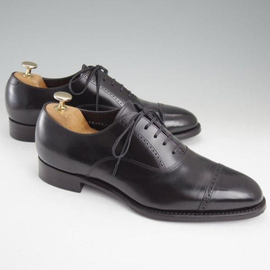 極美品★三陽山長 SIZE 7【定価￥94,600-★弦六郎/R2010ラスト】GENROKUROU/パンチドキャップトゥ/カーフ/黒/メンズ/Sanyo Yamacho★m182