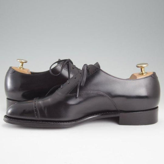 極美品★三陽山長 SIZE 7【定価￥94,600-★弦六郎/R2010ラスト】GENROKUROU/パンチドキャップトゥ/カーフ/黒/メンズ/Sanyo Yamacho★m182