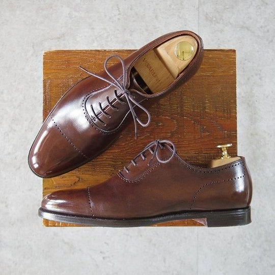 美品★クロケット&ジョーンズ 5E【ハンドグレードライン★Courtenay/363ラスト】オックスフォードシューズ/濃茶/Crockett&Jones★m185