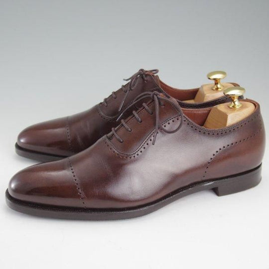 美品★クロケット&ジョーンズ 5E【ハンドグレードライン★Courtenay/363ラスト】オックスフォードシューズ/濃茶/Crockett&Jones★m185