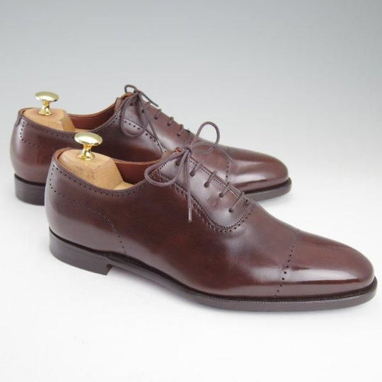 美品★クロケット&ジョーンズ 5E【ハンドグレードライン★Courtenay/363ラスト】オックスフォードシューズ/濃茶/Crockett&Jones★m185