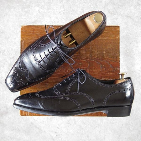 美品★(英)アンソニー・クレバリー 9E【現行定価30万円程度★FINCHLEY/イミテーションブローグ】カーフ/黒/ANTHONY CLEVERLEY★m190