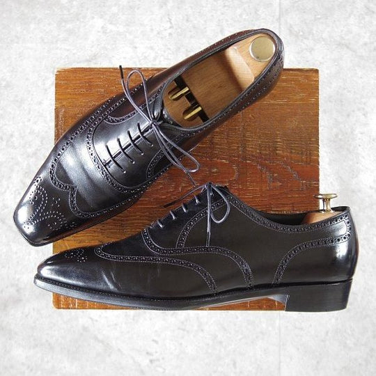 美品★(英)アンソニー・クレバリー 9E【現行定価30万円程度★FINCHLEY/イミテーションブローグ】カーフ/黒/ANTHONY CLEVERLEY★m190