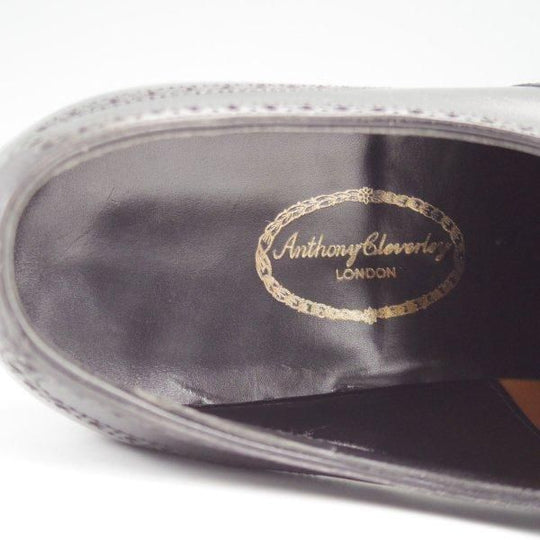 美品★(英)アンソニー・クレバリー 9E【現行定価30万円程度★FINCHLEY/イミテーションブローグ】カーフ/黒/ANTHONY CLEVERLEY★m190