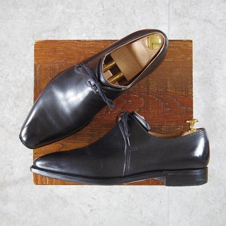 極上★(仏)Corthay/コルテ SIZE 6.5【現行定価￥253,000-★純正シューツリー付き/Arca/アルカ】プレーントゥ/Vフロント/カーフ/黒★m222