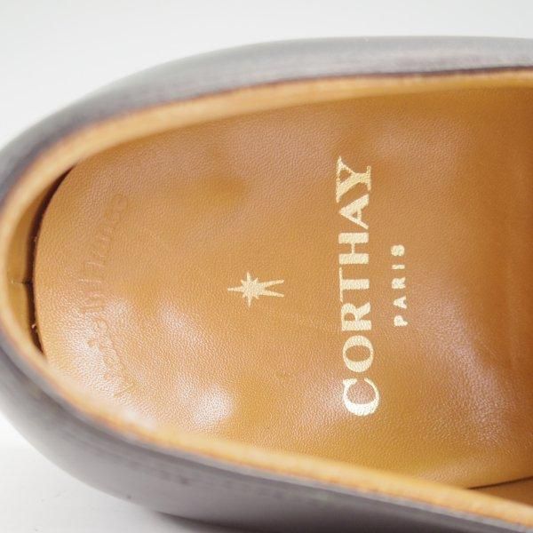 極上★(仏)Corthay/コルテ SIZE 6.5【現行定価￥253,000-★純正シューツリー付き/Arca/アルカ】プレーントゥ/Vフロント/カーフ/黒★m222
