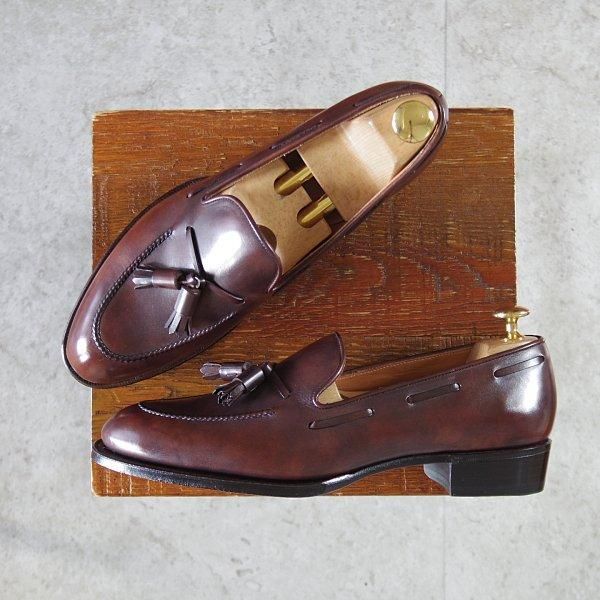 未使用★シェットランドフォックス SIZE 5.5【定価¥77,000-★ミュージアムカーフ/ケンジントン2/016FSF】タッセルローファー/濃茶★m233