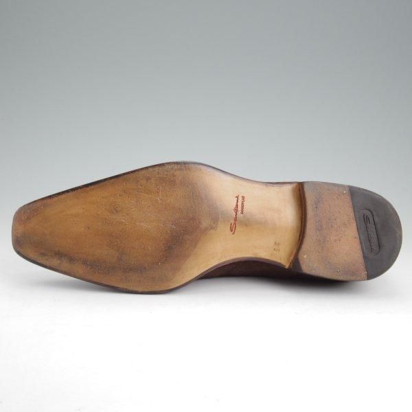 美品★(伊)サントーニ SIZE 5.5【上級★グッドイヤーウェルテッド製法/ブラインドブローグ】10728/スエード/濃茶/メンズ/Santoni★m236