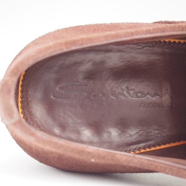 美品★(伊)サントーニ SIZE 5.5【上級★グッドイヤーウェルテッド製法/ブラインドブローグ】10728/スエード/濃茶/メンズ/Santoni★m236