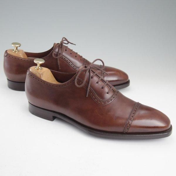美品★クロケット&ジョーンズ 8.5E【ハンドグレードライン★(英)ポールスミス別注/クォーターブローグ】濃茶/Crockett&Jones★m247