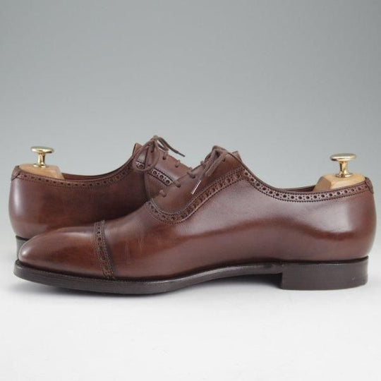 美品★クロケット&ジョーンズ 8.5E【ハンドグレードライン★(英)ポールスミス別注/クォーターブローグ】濃茶/Crockett&Jones★m247