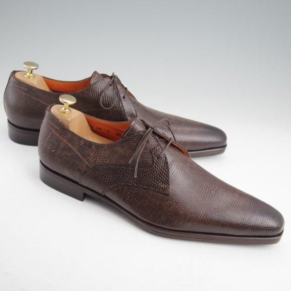 未使用★(伊)サントーニ SIZE 9.5【貴重★リザード仕様/Vフロント/濃茶】プレーントゥ/メンズ/Santoni★m261