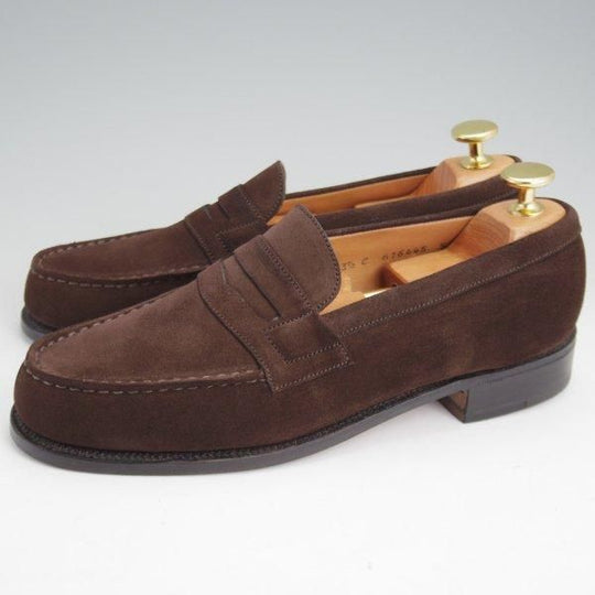 極美品★J.M.ウエストン(レディース) 3.5C【現行定価￥151,800-★コインローファー/180】スエード/濃茶/Weston/ウェストン(レディース)★m263
