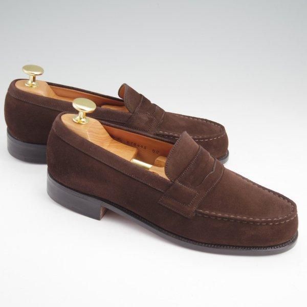 極美品★J.M.ウエストン(レディース) 3.5C【現行定価￥151,800-★コインローファー/180】スエード/濃茶/Weston/ウェストン(レディース)★m263