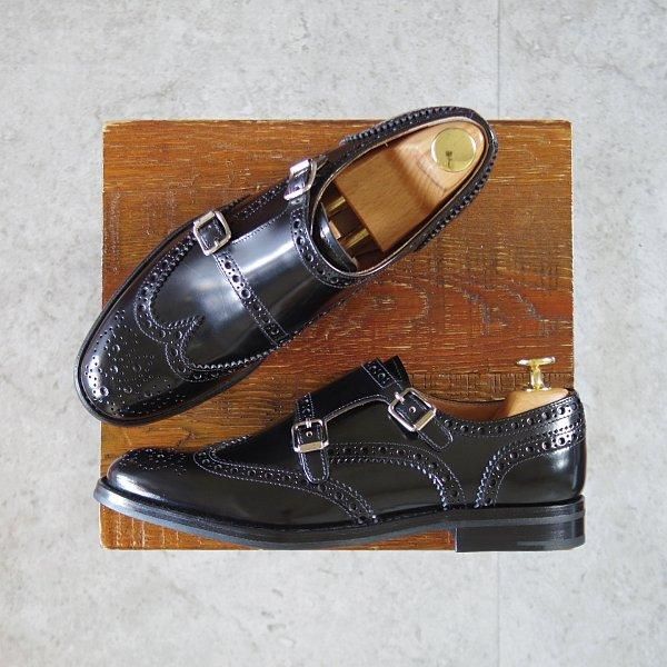未使用★チャーチ(レディース) SIZE 36.5【定価￥181,500-★LANA R/ダブルモンク】ポリッシュドバインダーカーフ/黒/Church's★m265