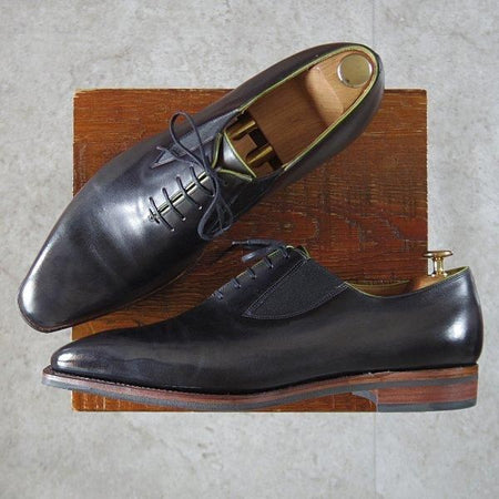 極美品★(仏)Corthay/コルテ UK9程度【定価20万円程度★EASY/イージー/黒系パティーヌ】ホールカット/サイドエラスティック/★m269