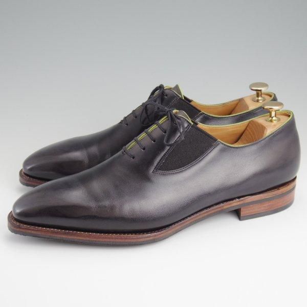 極美品★(仏)Corthay/コルテ UK9程度【定価20万円程度★EASY/イージー/黒系パティーヌ】ホールカット/サイドエラスティック/★m269