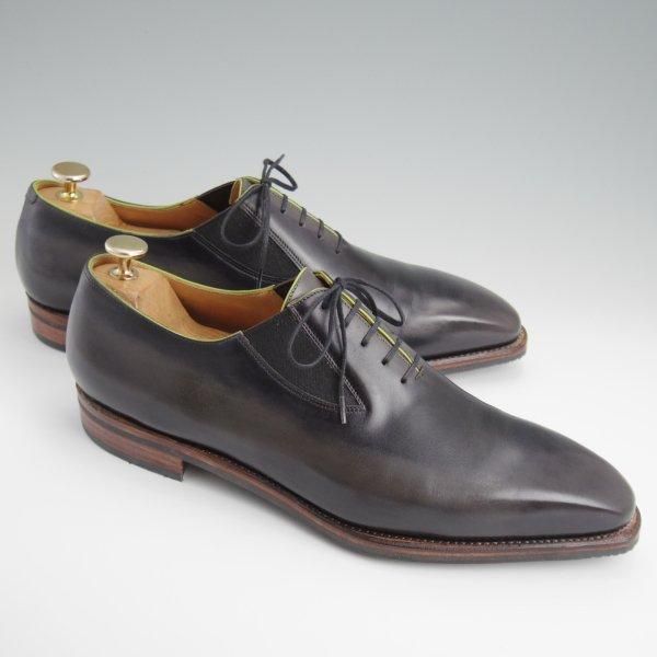極美品★(仏)Corthay/コルテ UK9程度【定価20万円程度★EASY/イージー/黒系パティーヌ】ホールカット/サイドエラスティック/★m269