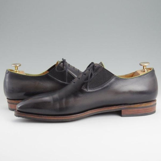 極美品★(仏)Corthay/コルテ UK9程度【定価20万円程度★EASY/イージー/黒系パティーヌ】ホールカット/サイドエラスティック/★m269