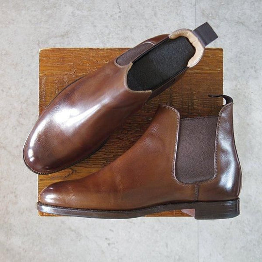 美品★クロケット&ジョーンズ 6.5E【定価￥110,000-★サイドゴアブーツ/CHELSEA 5】チェルシー/カーフ/濃茶/メンズ/Crockett&Jones★m271