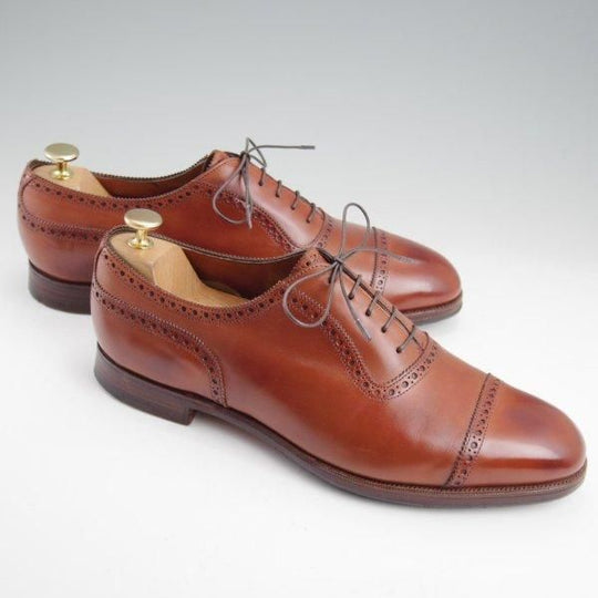 ★エドワードグリーン 9E【現行定価20万円以上★CANTERBURY/202ラスト】カンタベリー/クォーターブローグ/茶/EDWARD GREEN★m285