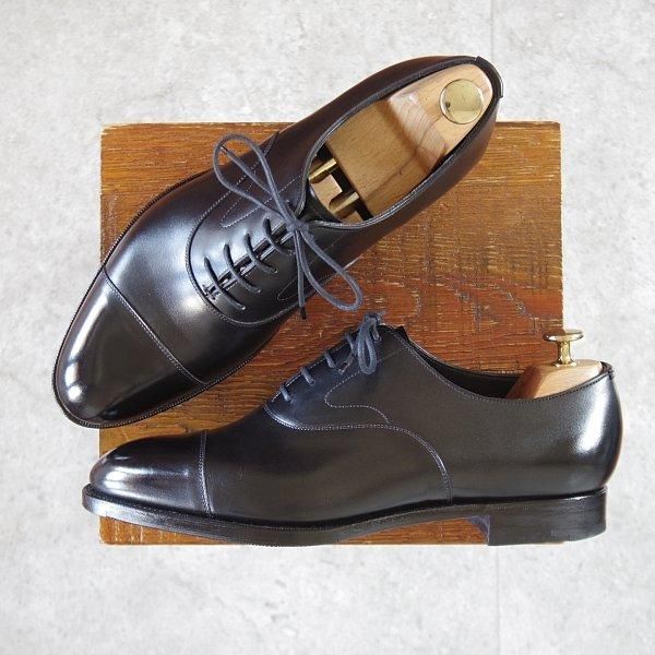 極美品★エドワードグリーン 7.5E【定価￥217,800-★チェルシー/CHELSEA/202ラスト】ストレートチップ/カーフ/黒/EDWARD GREEN★m304