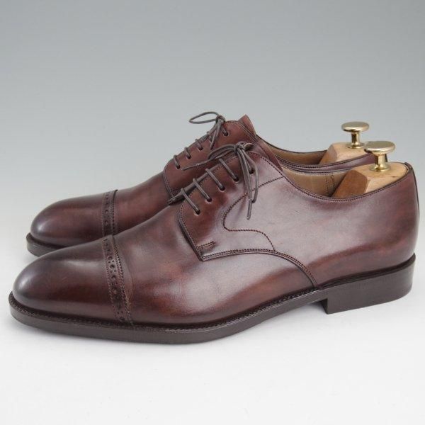 極美品★(伊)タニノクリスチー SIZE 7.5【貴重★ブラックラピド製法/パンチドキャップトゥ】カーフ/濃茶/メンズ/TANINO CRISCI★m315