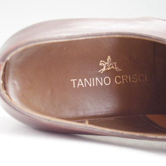 極美品★(伊)タニノクリスチー SIZE 7.5【貴重★ブラックラピド製法/パンチドキャップトゥ】カーフ/濃茶/メンズ/TANINO CRISCI★m315