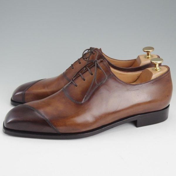 ほぼ試着程度★(仏)ベルルッティ SIZE 9.5【希少デザイン★ストレートチップ/パティーヌ】カーフ/濃茶×茶/メンズ/Berluti★m319