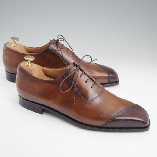 ほぼ試着程度★(仏)ベルルッティ SIZE 9.5【希少デザイン★ストレートチップ/パティーヌ】カーフ/濃茶×茶/メンズ/Berluti★m319