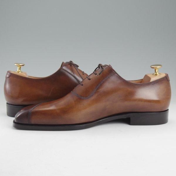 ほぼ試着程度★(仏)ベルルッティ SIZE 9.5【希少デザイン★ストレートチップ/パティーヌ】カーフ/濃茶×茶/メンズ/Berluti★m319