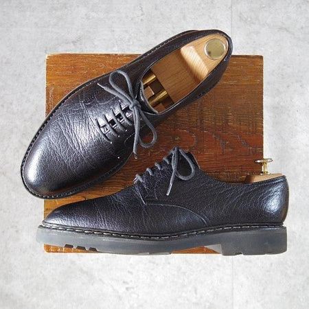 美品★ジョンロブ SIZE 6.5【貴重★PARISロゴ時代の製品/OSLO/(水牛)バッファローレザー】コテージライン/プレーントゥ/黒/JOHN LOBB★m327