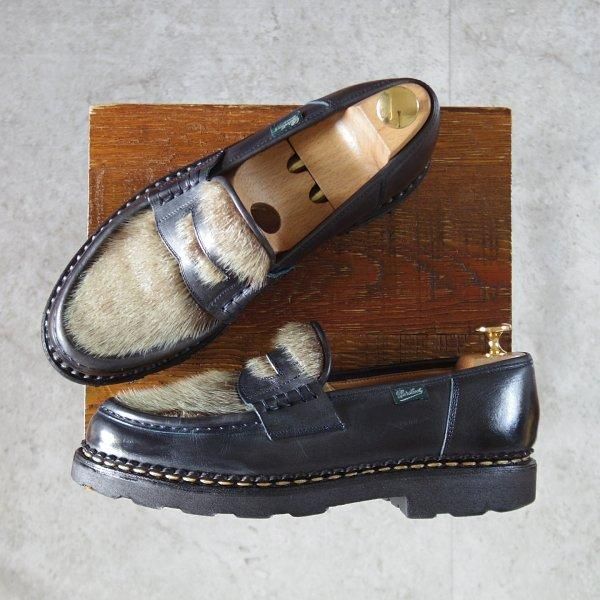 極上★パラブーツ SIZE 6.5【貴重★フォック仕様(アザラシの毛皮)/ランス/REIMS】ビームス別注/コインローファー/NUIT/Paraboot★m328