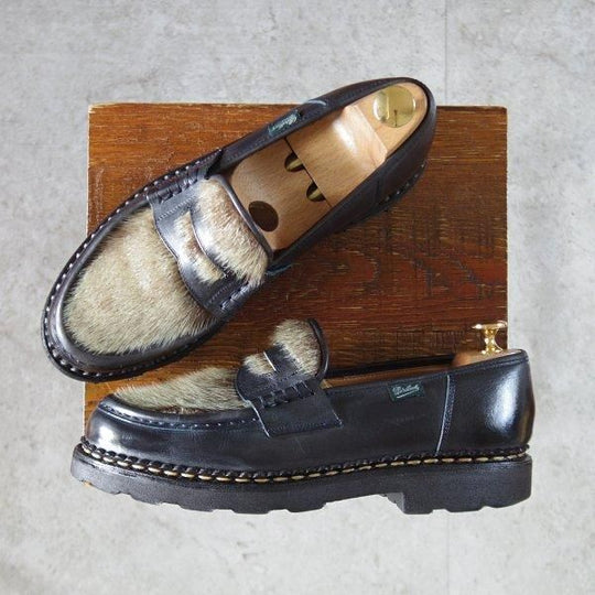 極上★パラブーツ SIZE 6.5【貴重★フォック仕様(アザラシの毛皮)/ランス/REIMS】ビームス別注/コインローファー/NUIT/Paraboot★m328