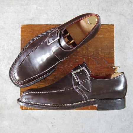 極上★(伊)ストール・マンテラッシ SIZE 41.5【貴重★ノルベジェーゼ製法/モンクストラップ】カーフ/濃茶/SUTOR MANTELLASSI★m355